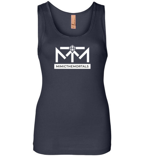 White Mimicthemortals Text Ladies Tank