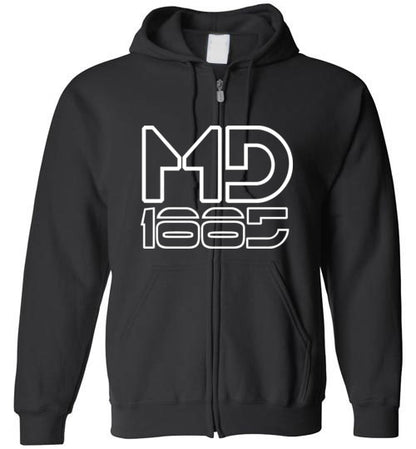 White Maddog1885 Zip-Up Hoodie