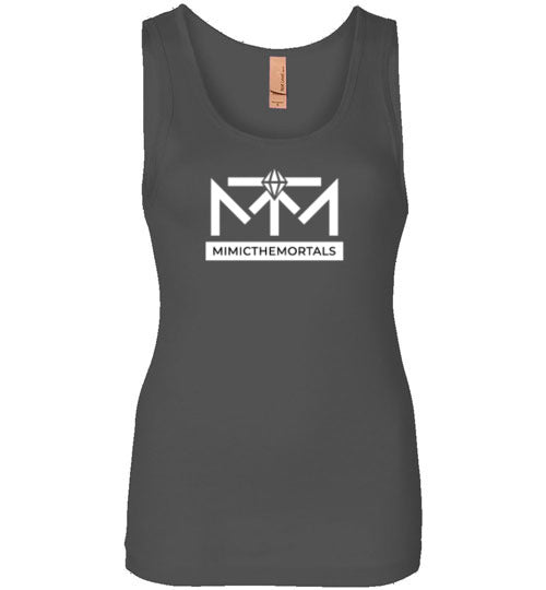 White Mimicthemortals Text Ladies Tank