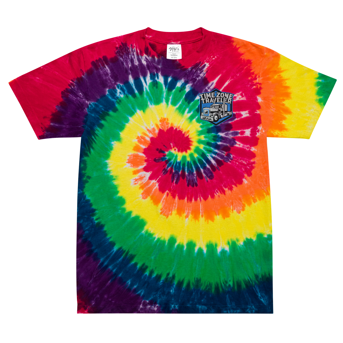 TimeZone Traveler Embroidered Oversized Tie-Dye Tee