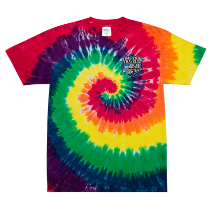 TimeZone Traveler Embroidered Oversized Tie-Dye Tee