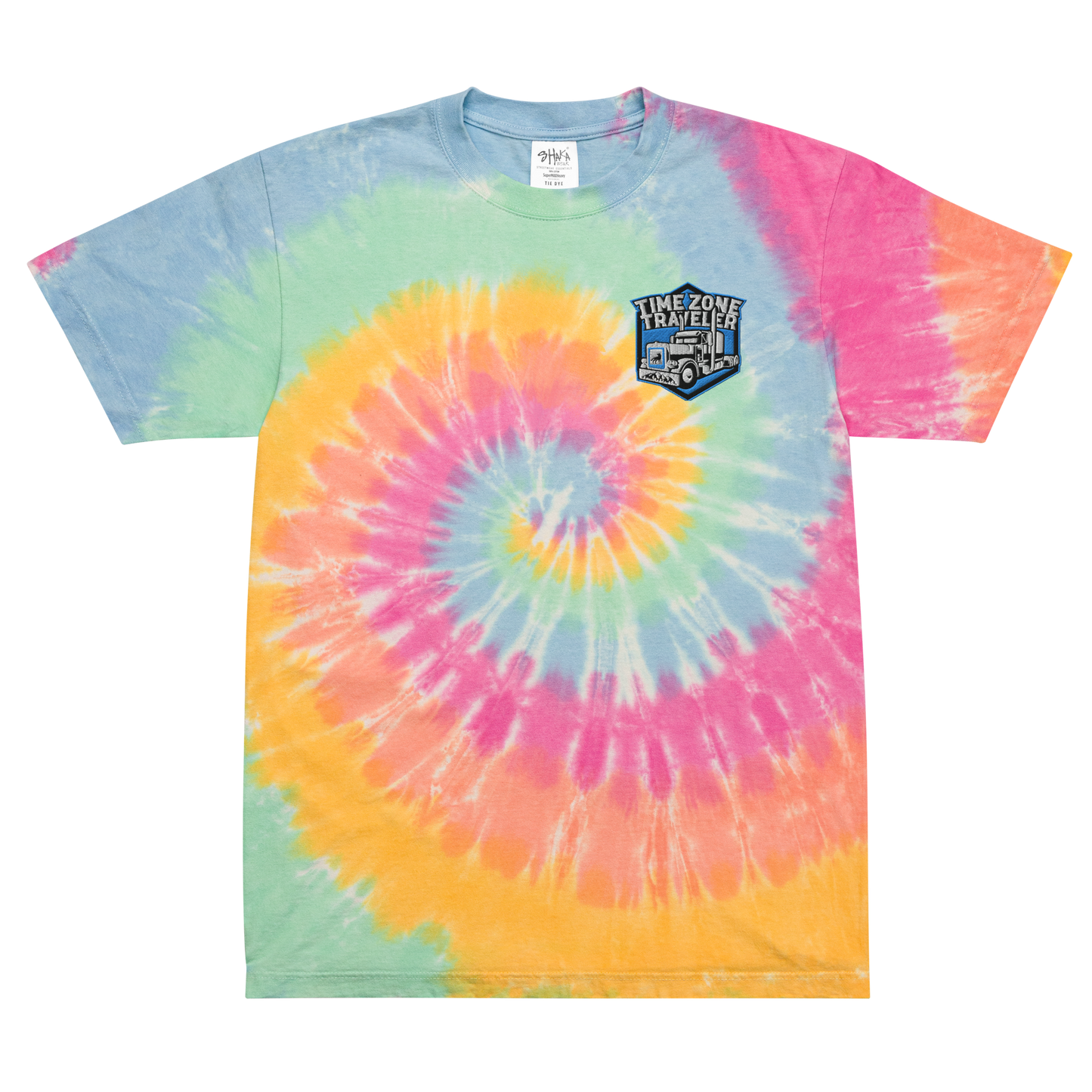 TimeZone Traveler Embroidered Oversized Tie-Dye Tee