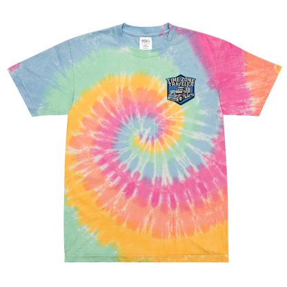 TimeZone Traveler Embroidered Oversized Tie-Dye Tee
